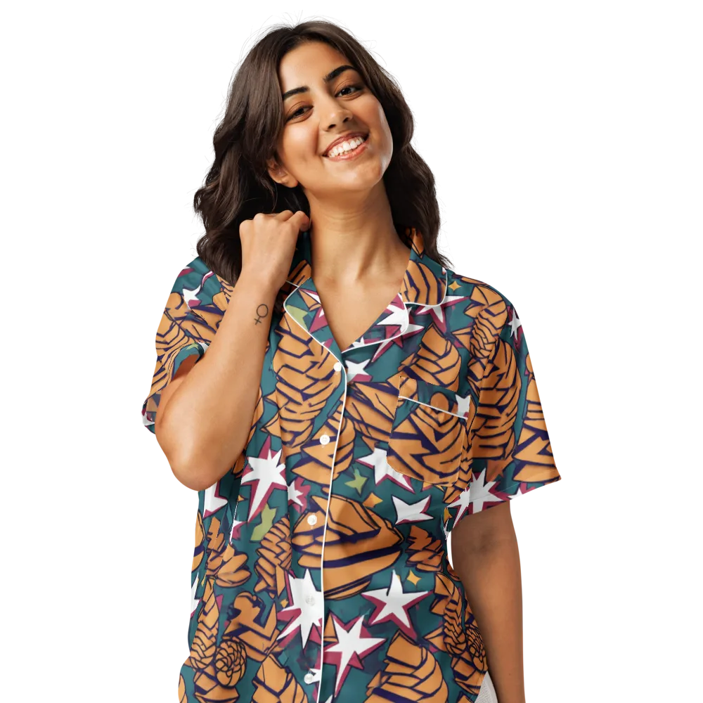 Starlit Shells on Women's Short Sleeve Pajama Top — Front