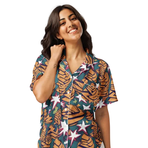 Starlit Shells on a Women's Short Sleeve Pajama Top