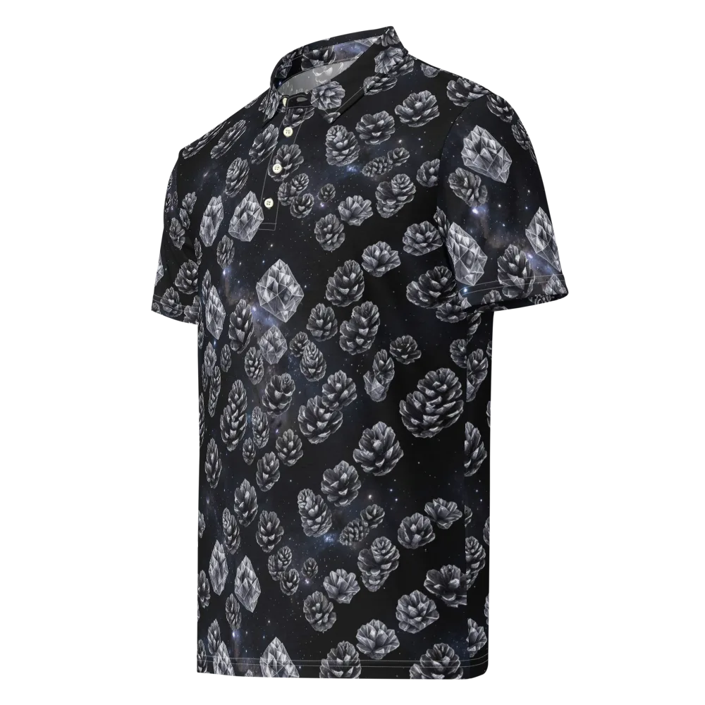 Cosmic Cone Constellation on Men's Slim Fit Polo Shirt — Left Front