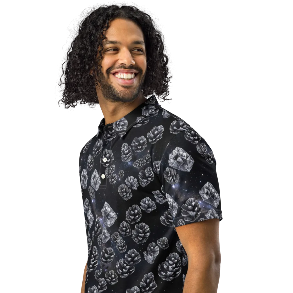 Cosmic Cone Constellation on Men's Slim Fit Polo Shirt — Left Front
