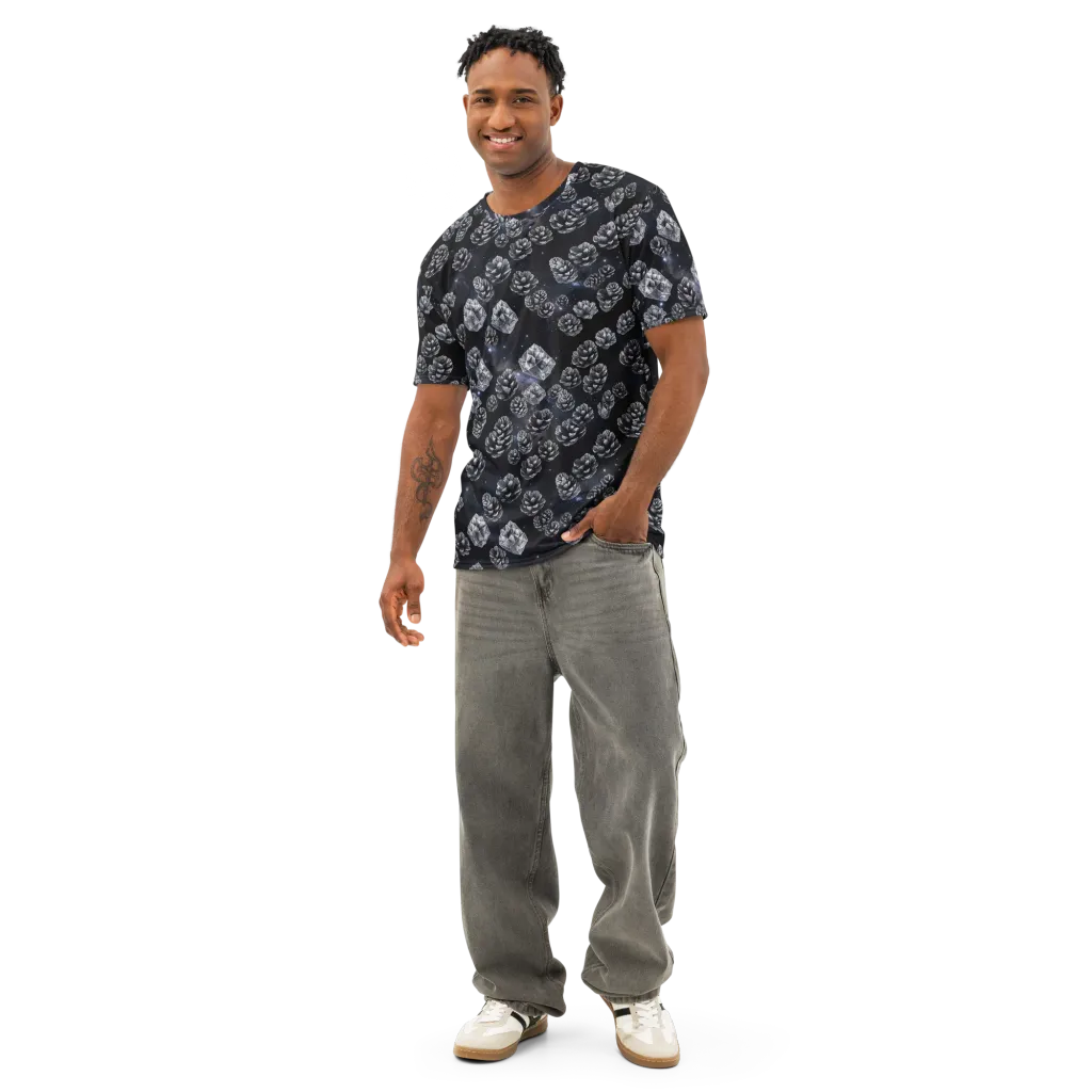 Cosmic Cone Constellation on Men's Cotton Crew Neck T-Shirt — Front