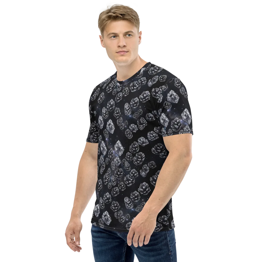 Cosmic Cone Constellation on Men's Crew Neck T-Shirt — Left