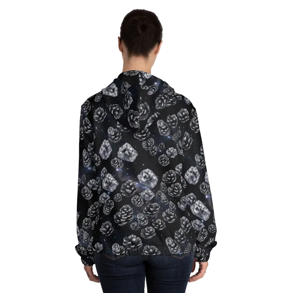 Cosmic Cone Constellation on Women's Full-Zip Hoodie — Back On Person