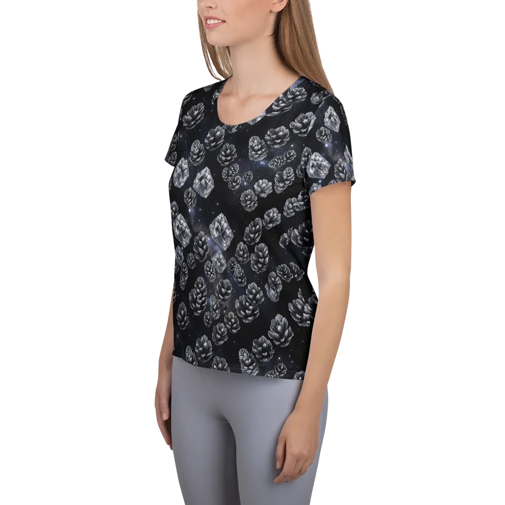 Cosmic Cone Constellation on Women's Athletic T-Shirt — Left