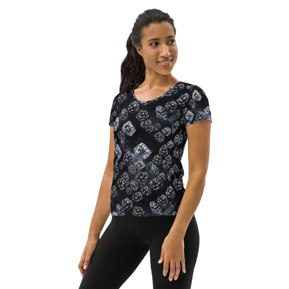 Cosmic Cone Constellation on Women's Athletic T-Shirt — Left