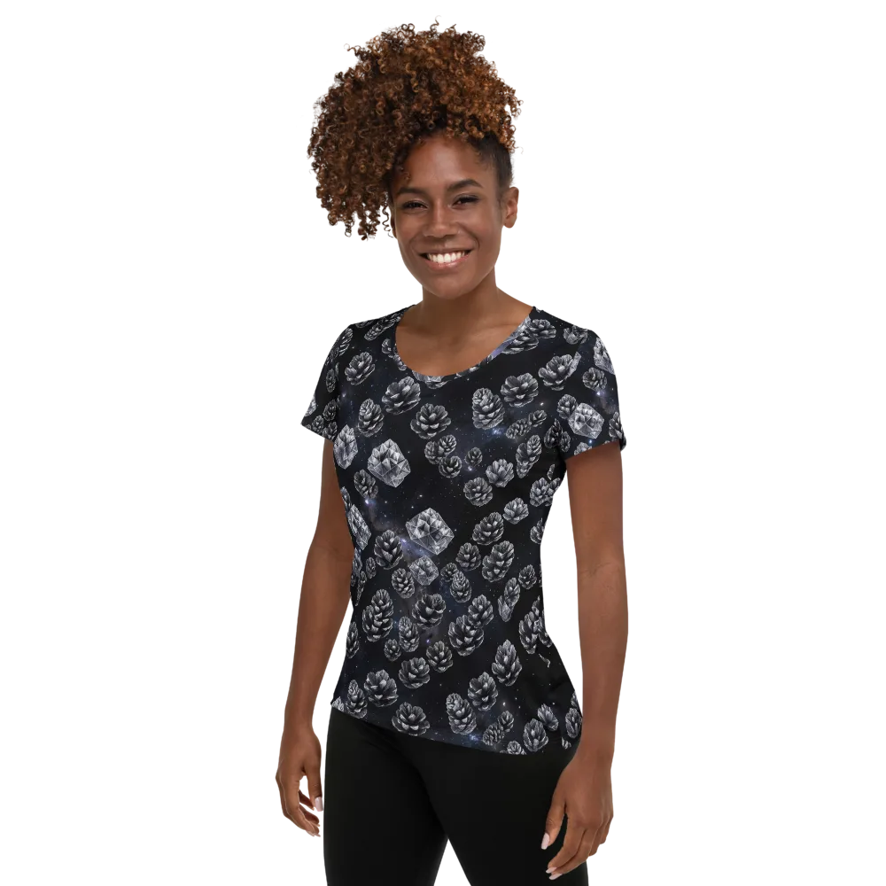 Cosmic Cone Constellation on Women's Athletic T-Shirt — Left