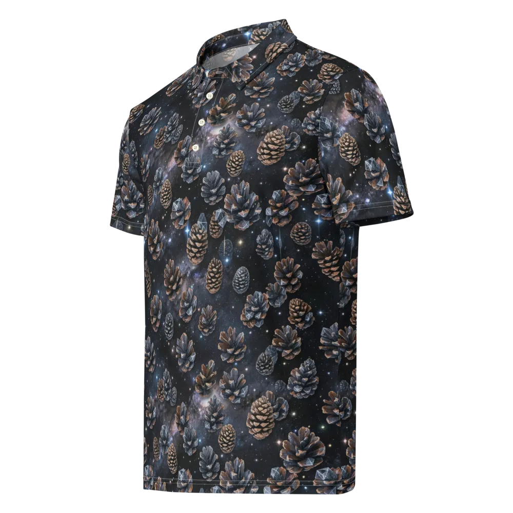 Cosmic Conifer on Men's Slim Fit Polo Shirt — Left Front