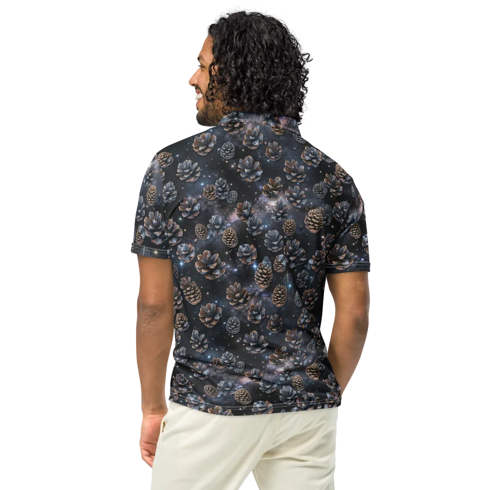 Cosmic Conifer on Men's Slim Fit Polo Shirt — Back