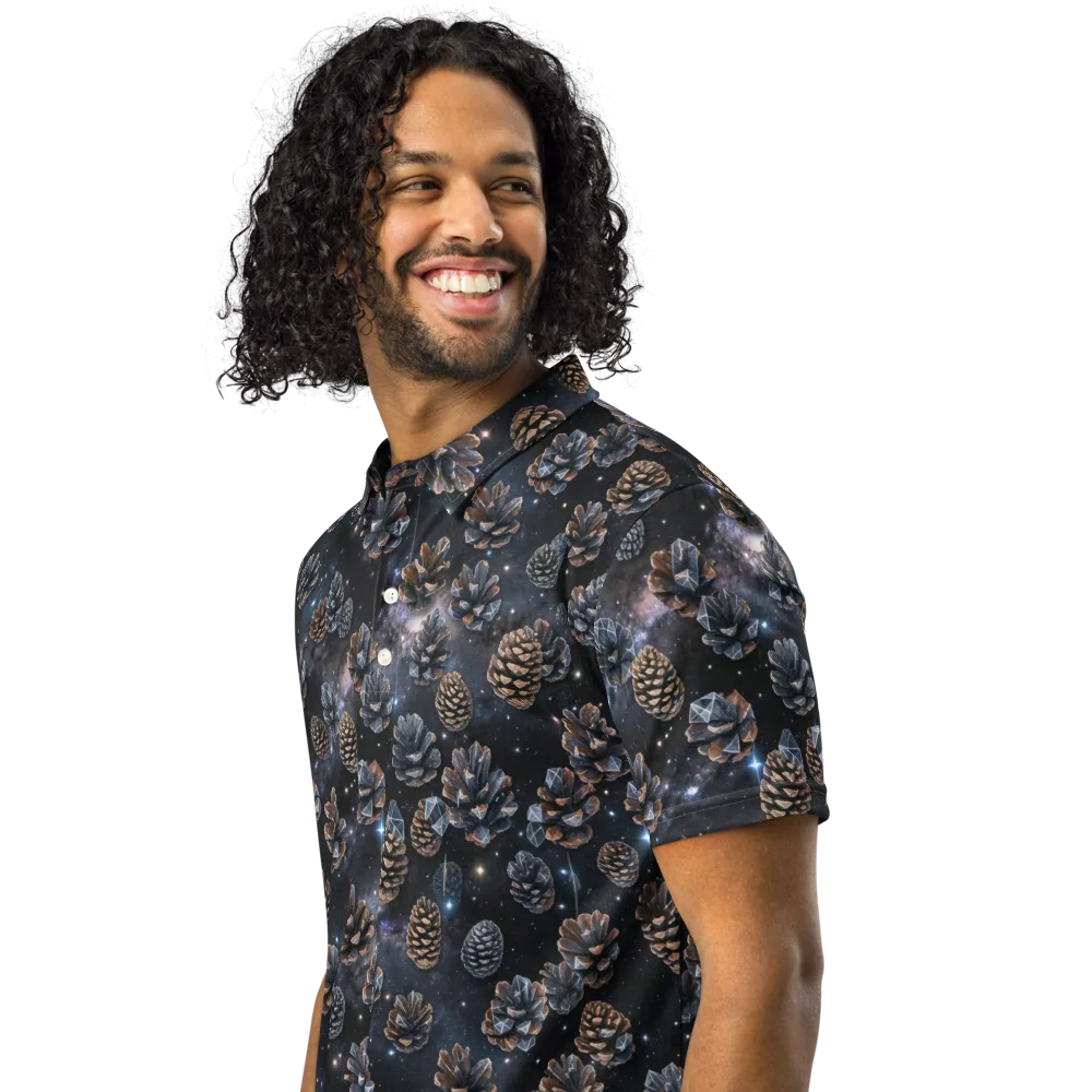 Cosmic Conifer on Men's Slim Fit Polo Shirt — Left Front