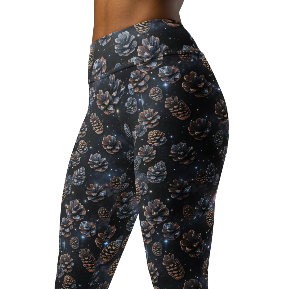 Cosmic Conifer on Yoga Leggings — Left Front