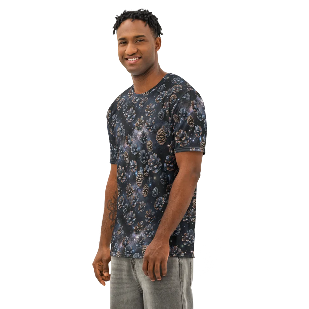 Cosmic Conifer on Men's Cotton Crew Neck T-Shirt — Left Front