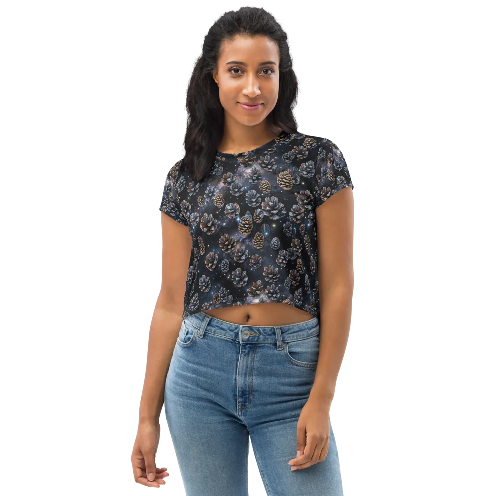 Cosmic Conifer on Crop Tee — Front