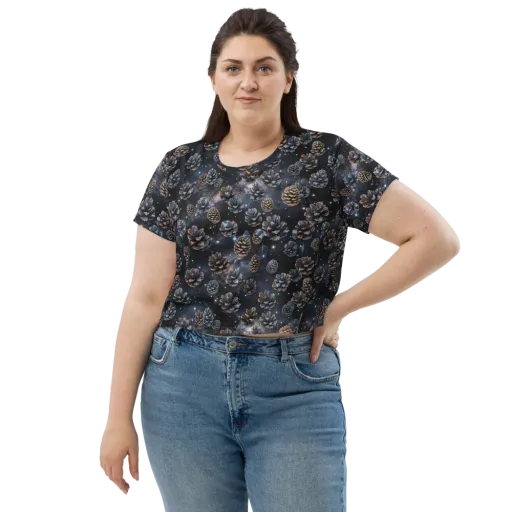 Cosmic Conifer on a Crop Tee