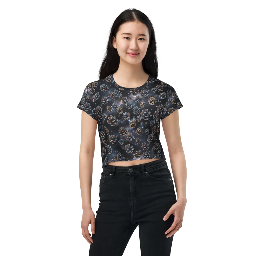 Cosmic Conifer on Crop Tee — Front