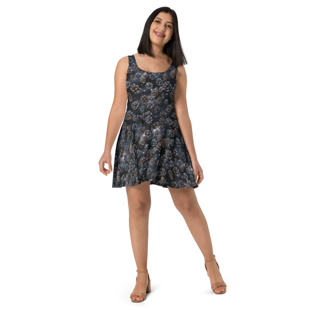 Cosmic Conifer on Skater Dress — Front