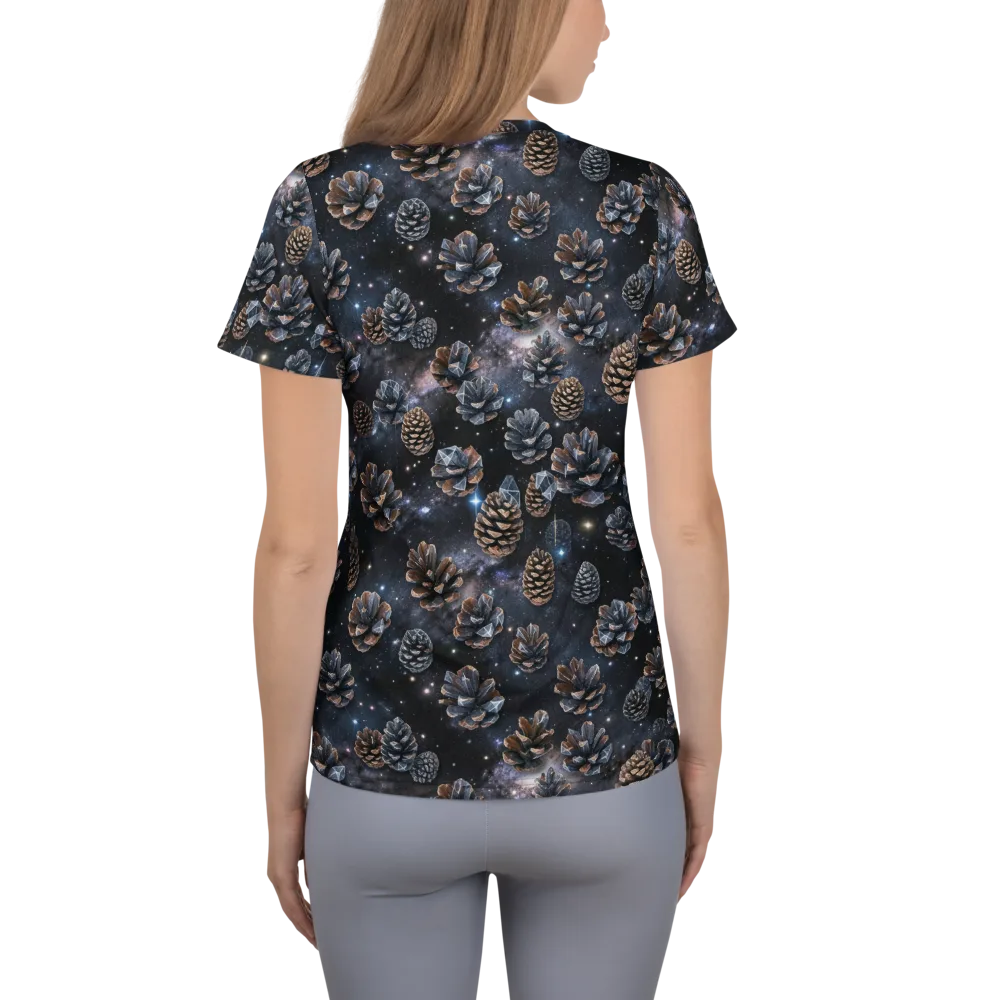 Cosmic Conifer on Women's Athletic T-Shirt — Back