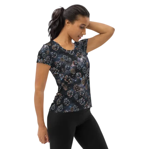Cosmic Conifer on a Women's Athletic T-Shirt