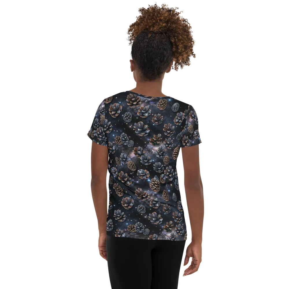 Cosmic Conifer on Women's Athletic T-Shirt — Back