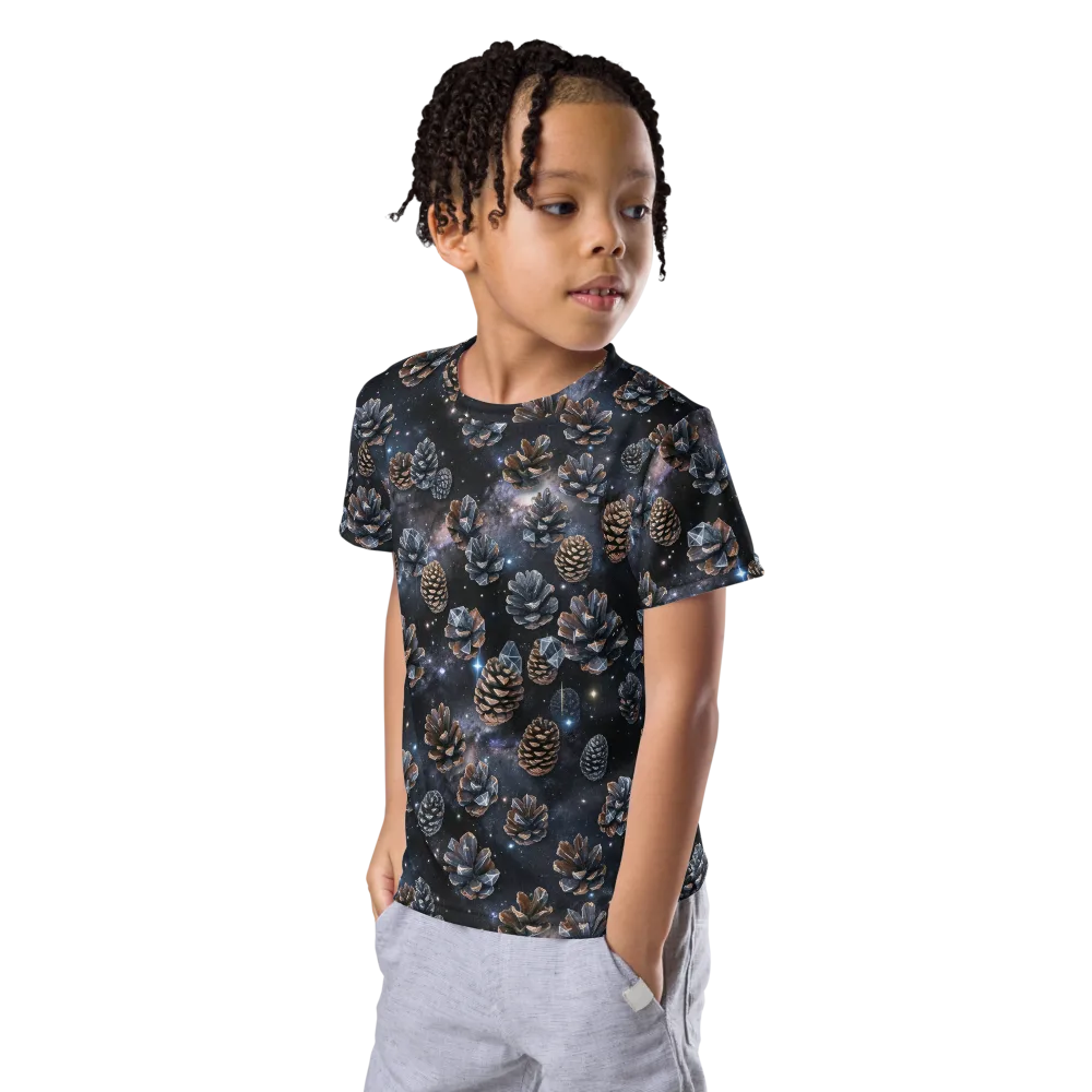 Cosmic Conifer on Kids Crew Neck T-Shirt — Left Front