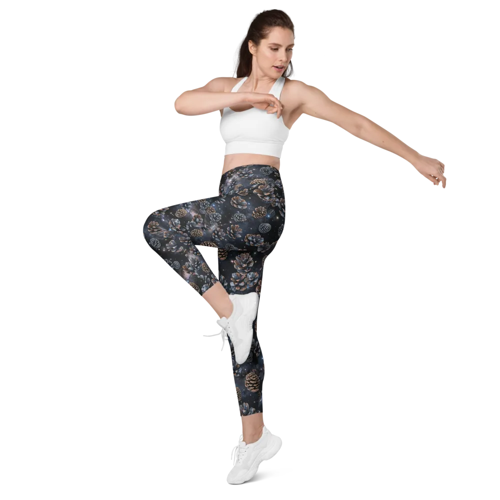 Cosmic Conifer on Leggings with Pockets — Left Front