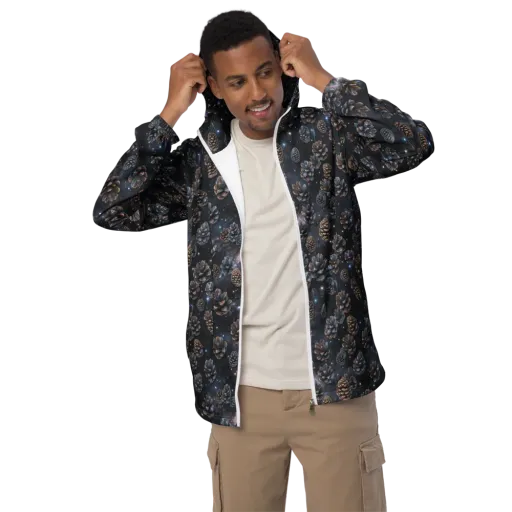 Cosmic Conifer on a Men's Windbreaker