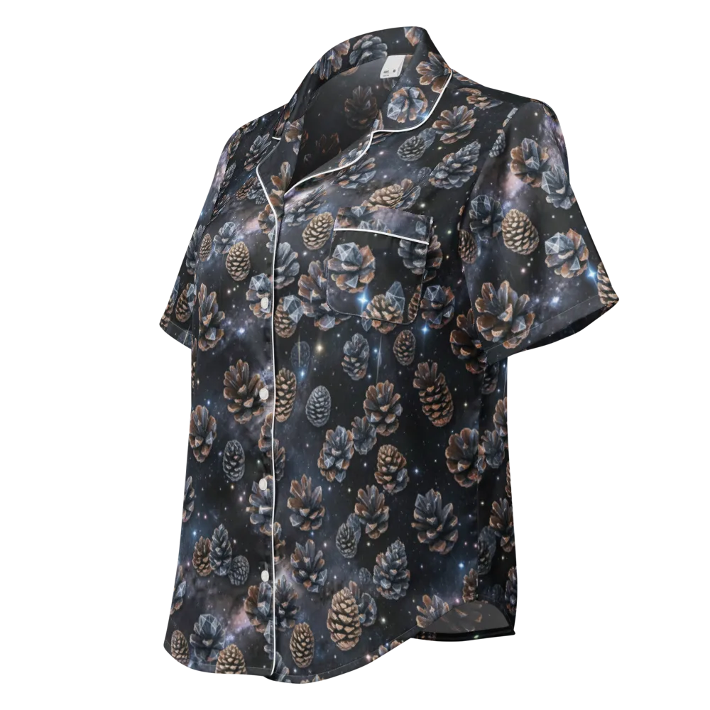 Cosmic Conifer on Women's Short Sleeve Pajama Top — Left Front