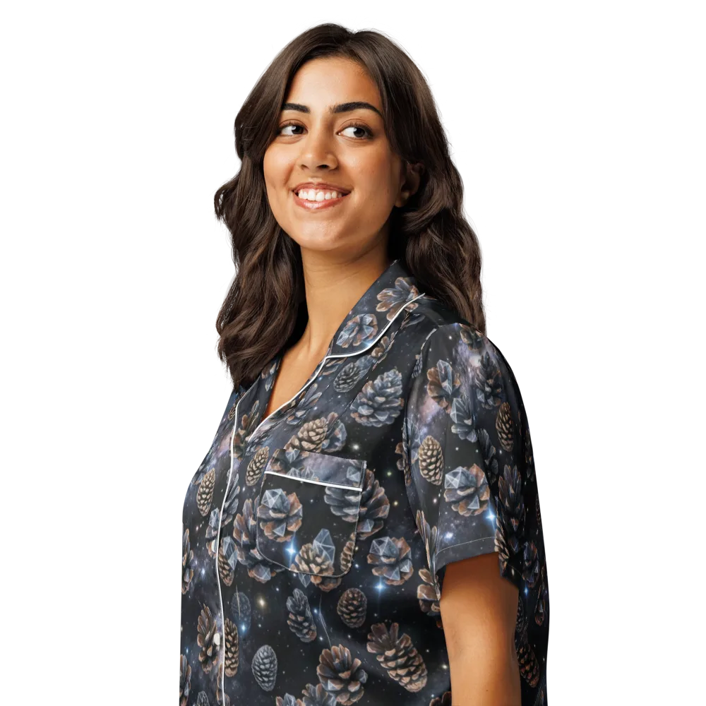 Cosmic Conifer on Women's Short Sleeve Pajama Top — Left Front