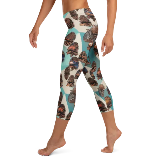 Turquoise Pinecone on a Capri Leggings