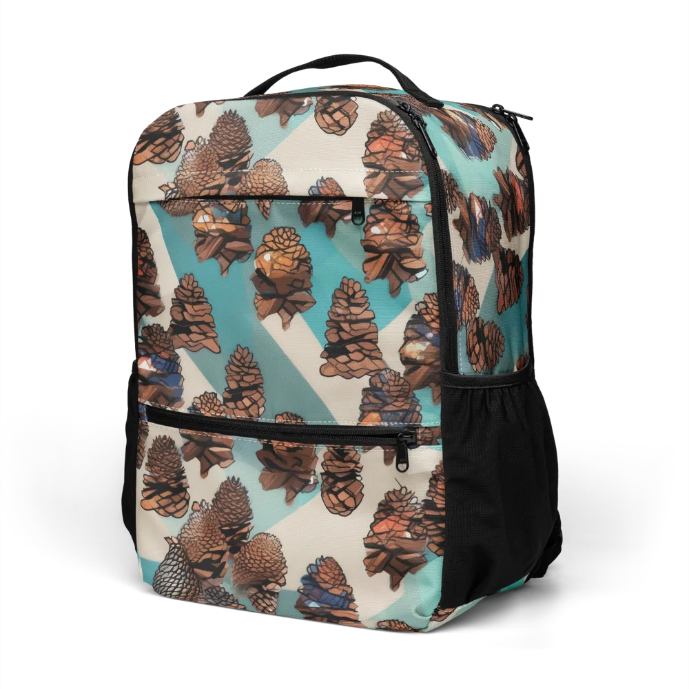 Turquoise Pinecone on Utility Backpack — Left Front