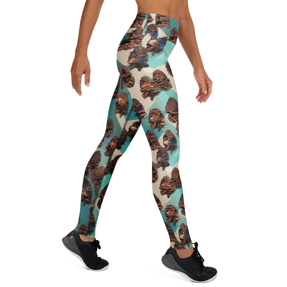 Turquoise Pinecone on Yoga Leggings — Right