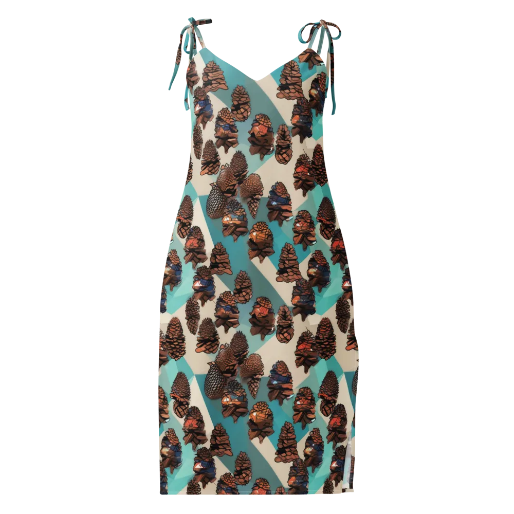Turquoise Pinecone on Slip Dress — Front