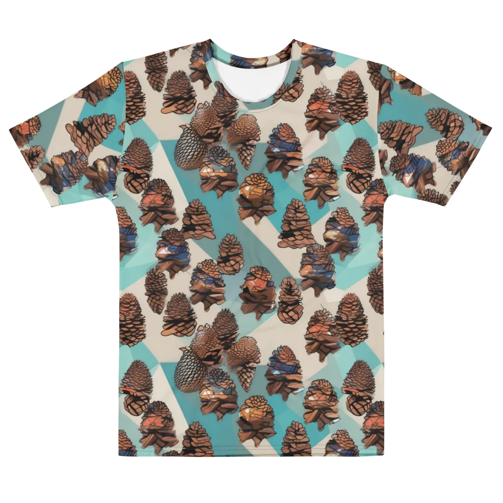 Turquoise Pinecone on Men's Cotton Crew Neck T-Shirt — Front