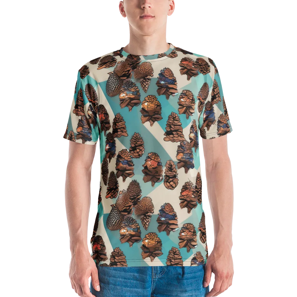 Turquoise Pinecone on Men's Crew Neck T-Shirt — Front