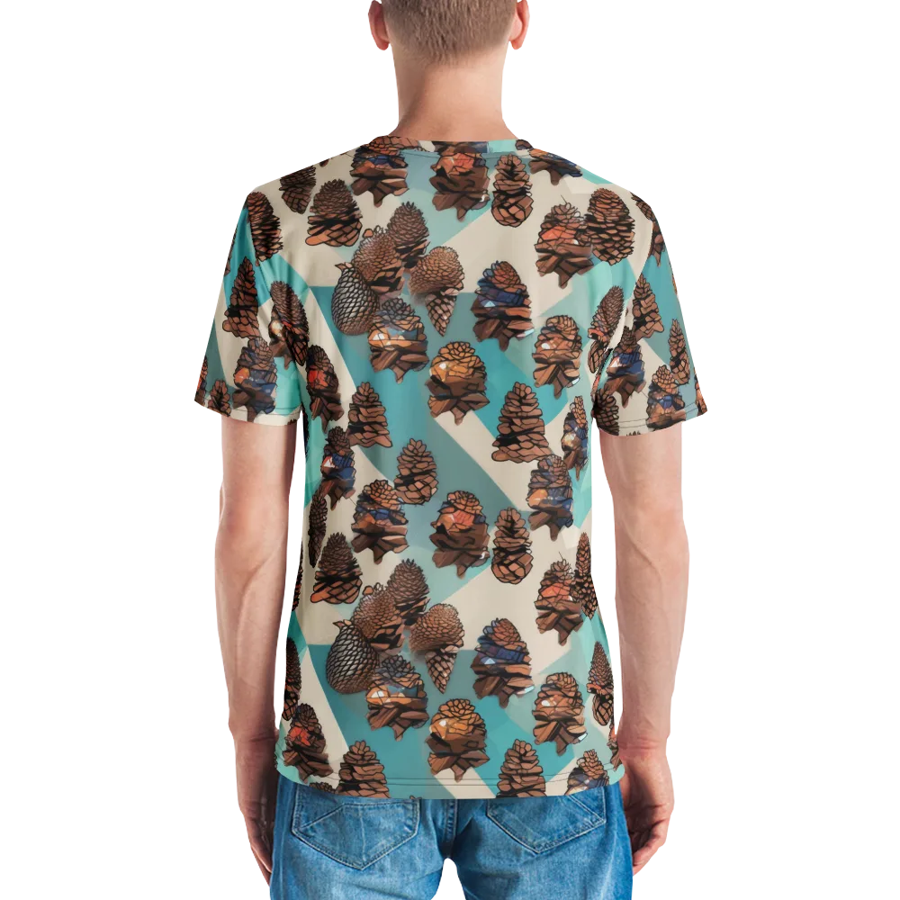 Turquoise Pinecone on Men's Crew Neck T-Shirt — Back