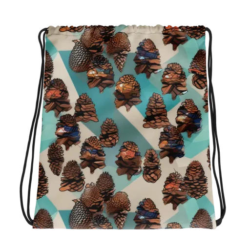 Turquoise Pinecone on a Drawstring Bag