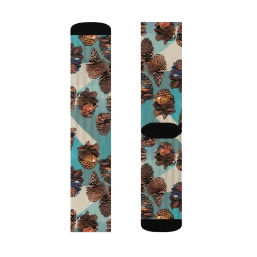 Turquoise Pinecone on a Socks