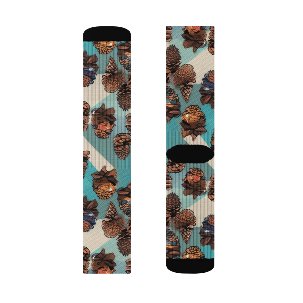 Turquoise Pinecone on Socks — Right Sock