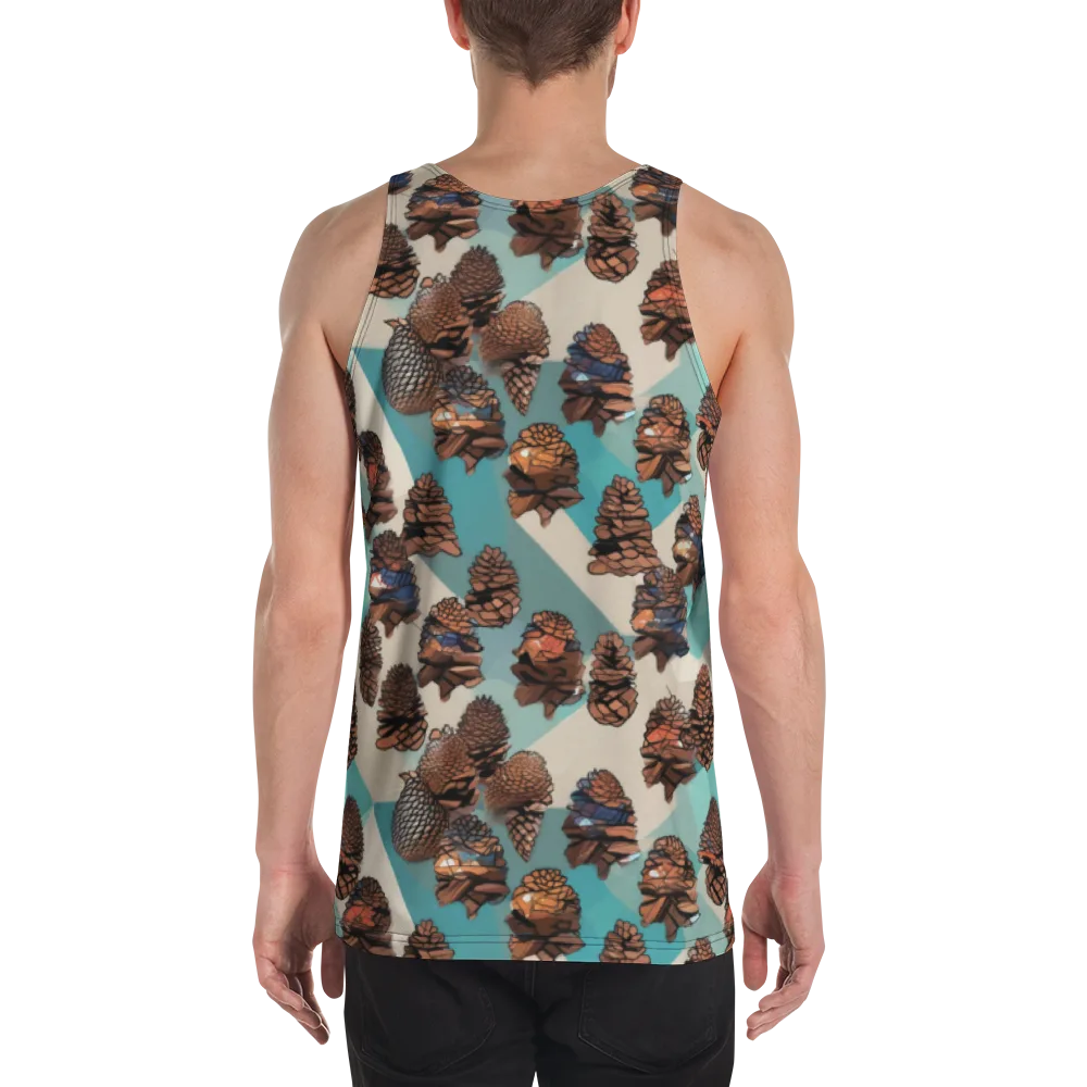 Turquoise Pinecone on Men's Tank Top — Back