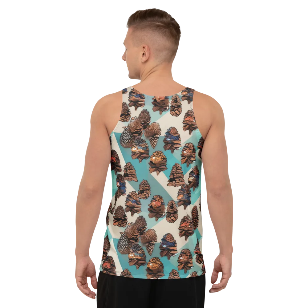 Turquoise Pinecone on Men's Tank Top — Back