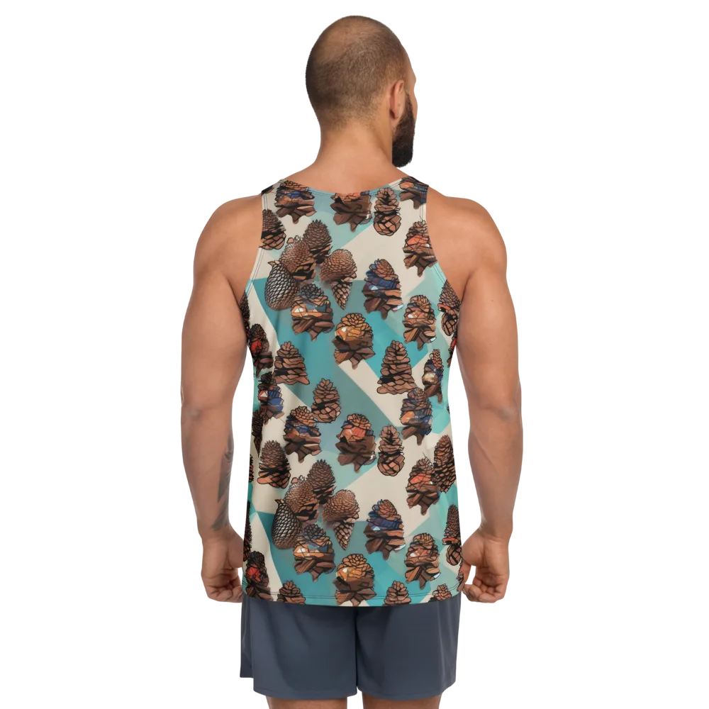 Turquoise Pinecone on Men's Tank Top — Back