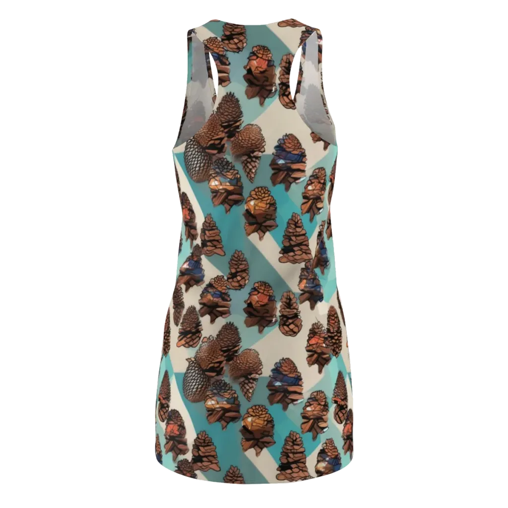 Turquoise Pinecone on Racerback Dress — Back