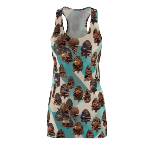 Turquoise Pinecone on a Racerback Dress