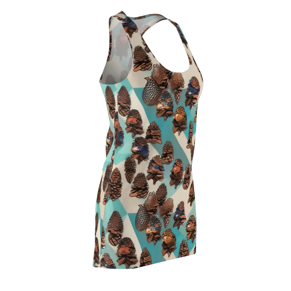 Turquoise Pinecone on Racerback Dress — Front Side