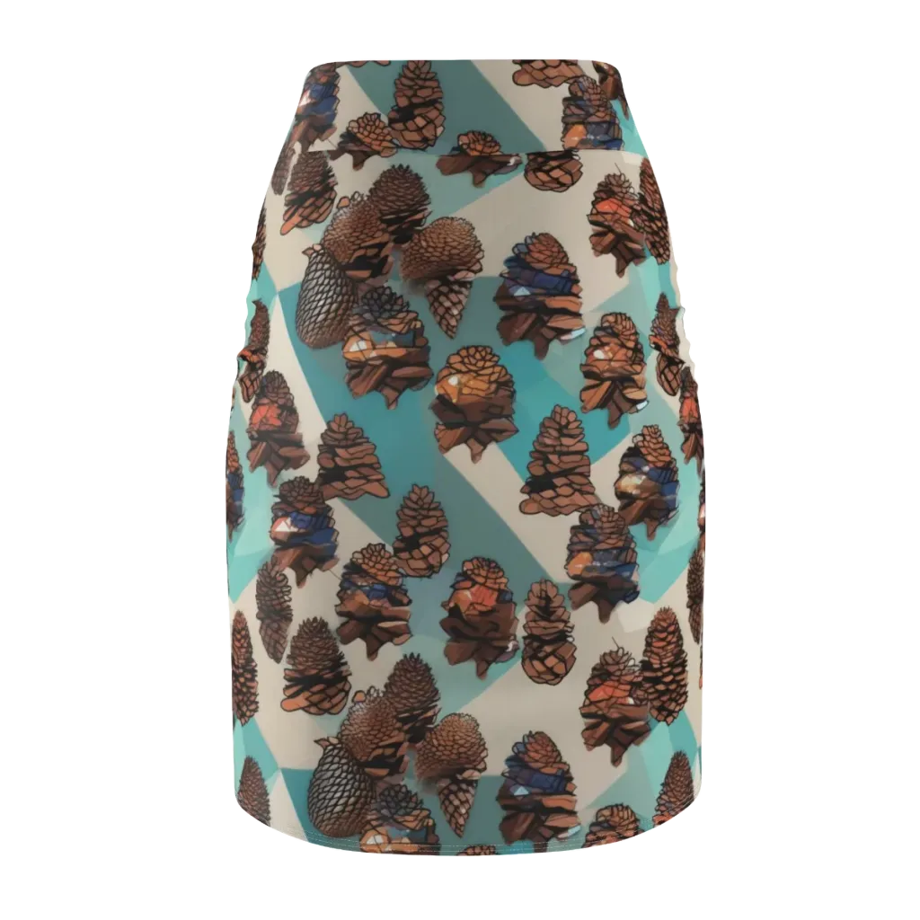 Turquoise Pinecone on Pencil Skirt — Back