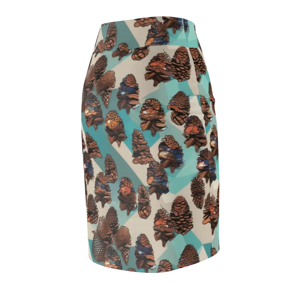 Turquoise Pinecone on Pencil Skirt — Back Side
