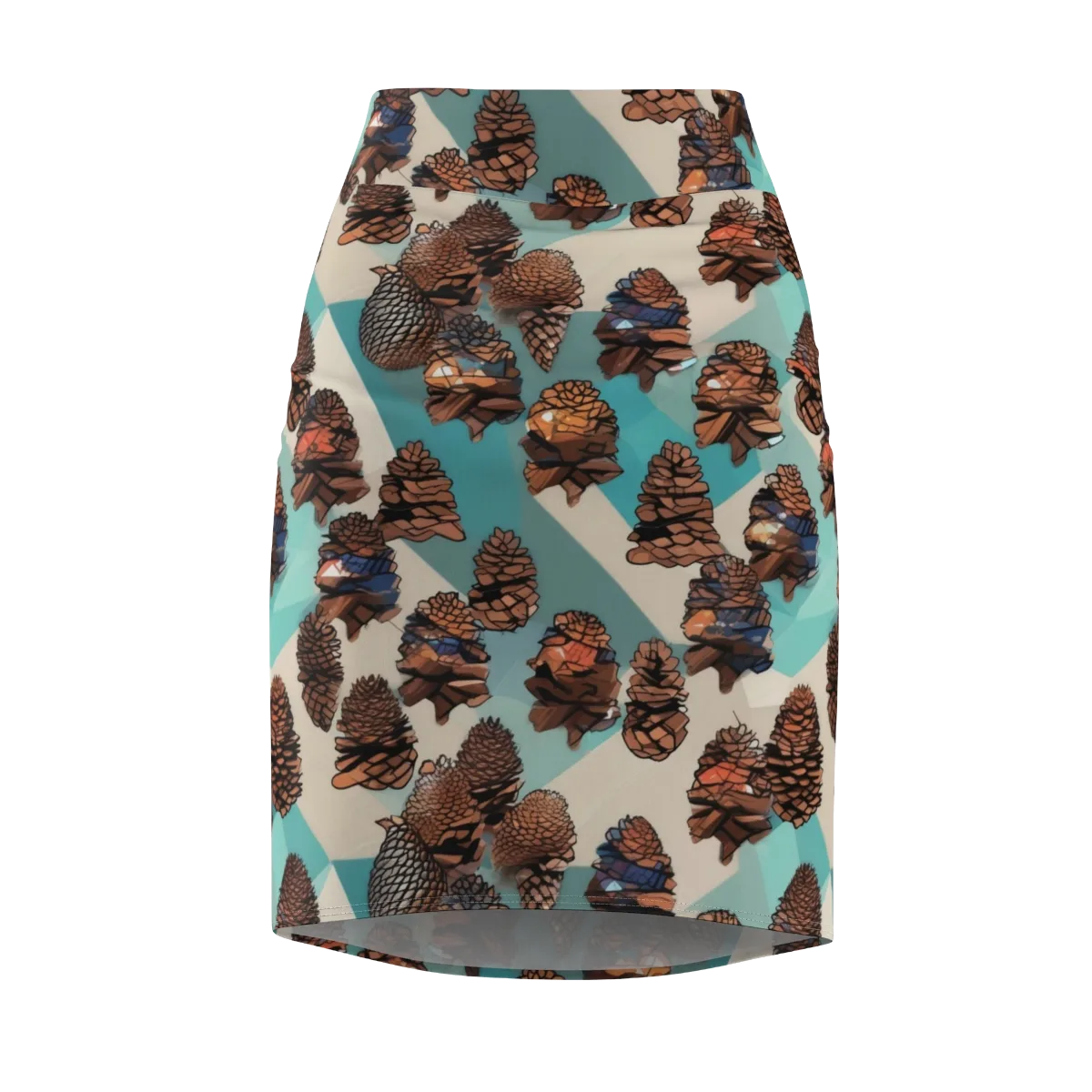Turquoise Pinecone on Pencil Skirt — Front