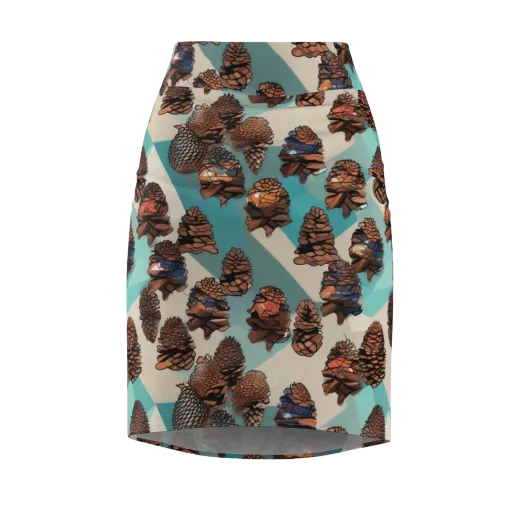 Turquoise Pinecone on a Pencil Skirt