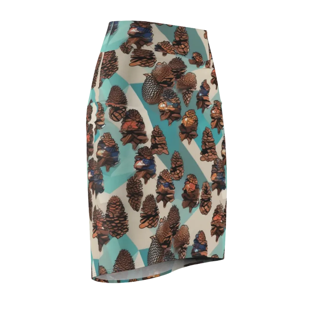 Turquoise Pinecone on Pencil Skirt — Front Side