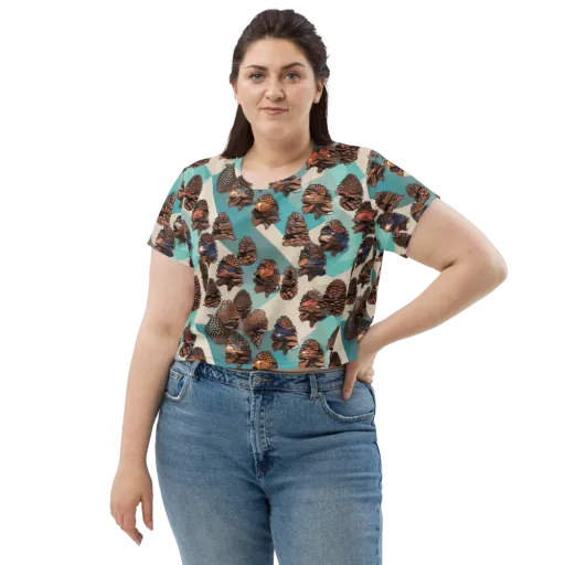 Turquoise Pinecone on a Crop Tee