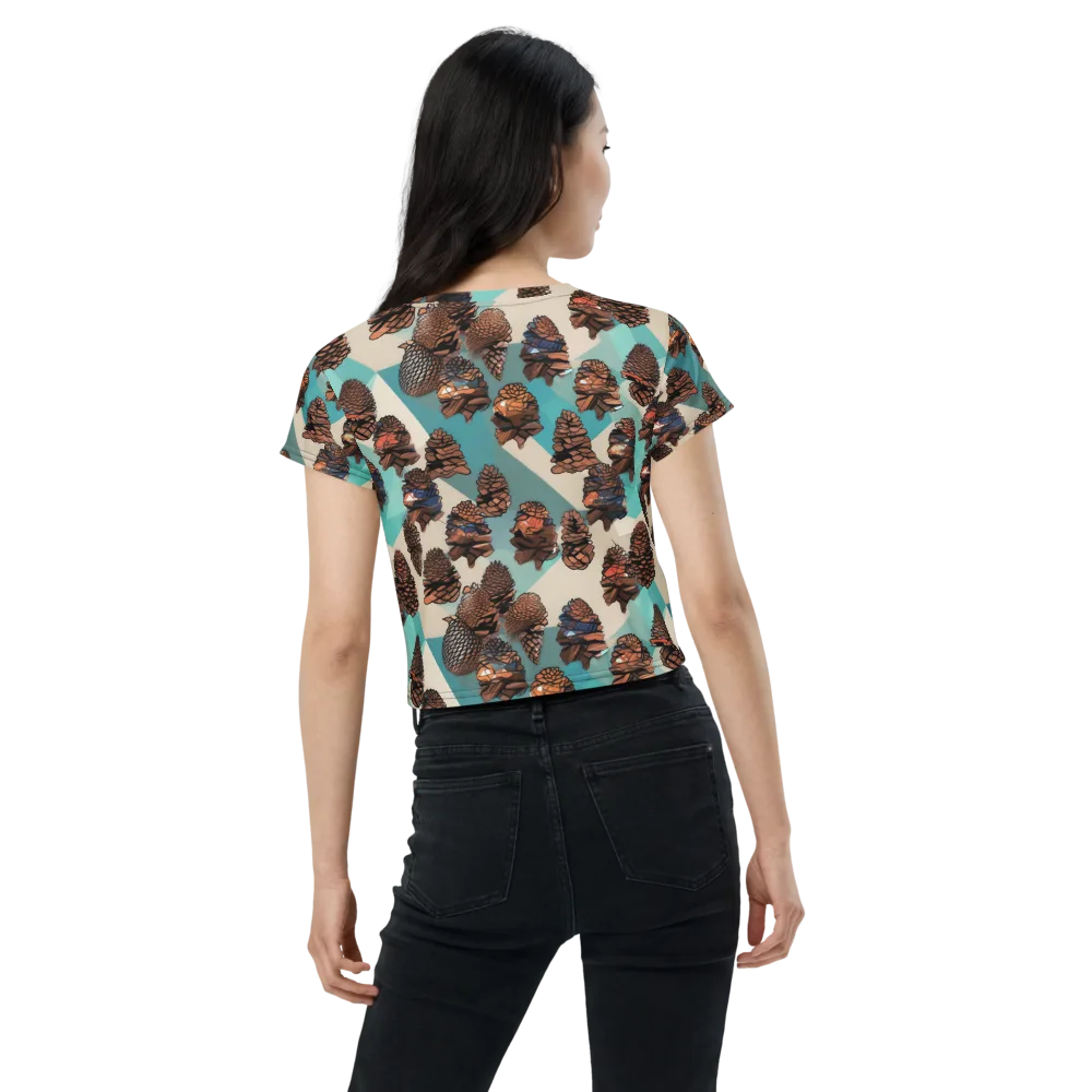 Turquoise Pinecone on Crop Tee — Back